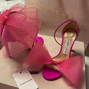 Jimmy Choo Aveline bow heels pink satin, 36.5 |T size